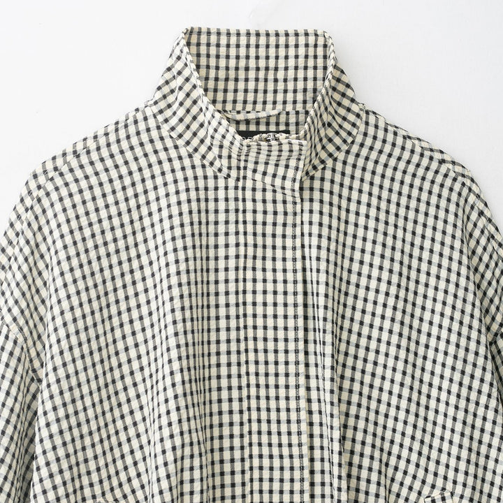 Women's Oversize Cropped Jacket with Stand-up Collar, Boxy Silhouette and Patch Pockets Mune Fashion
