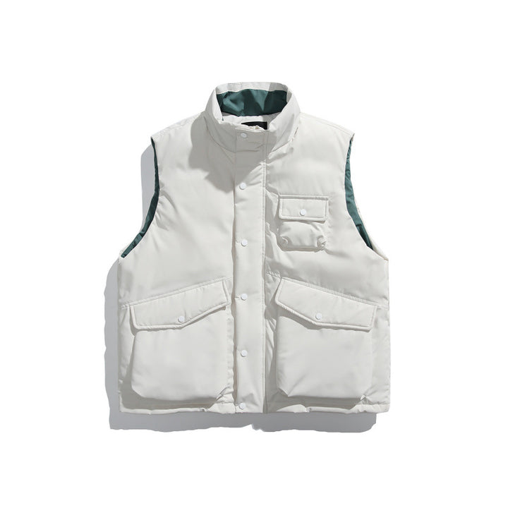 Unisex Padded Utility Vest with Stand-Up Collar and Flap Pockets Mune Fashion