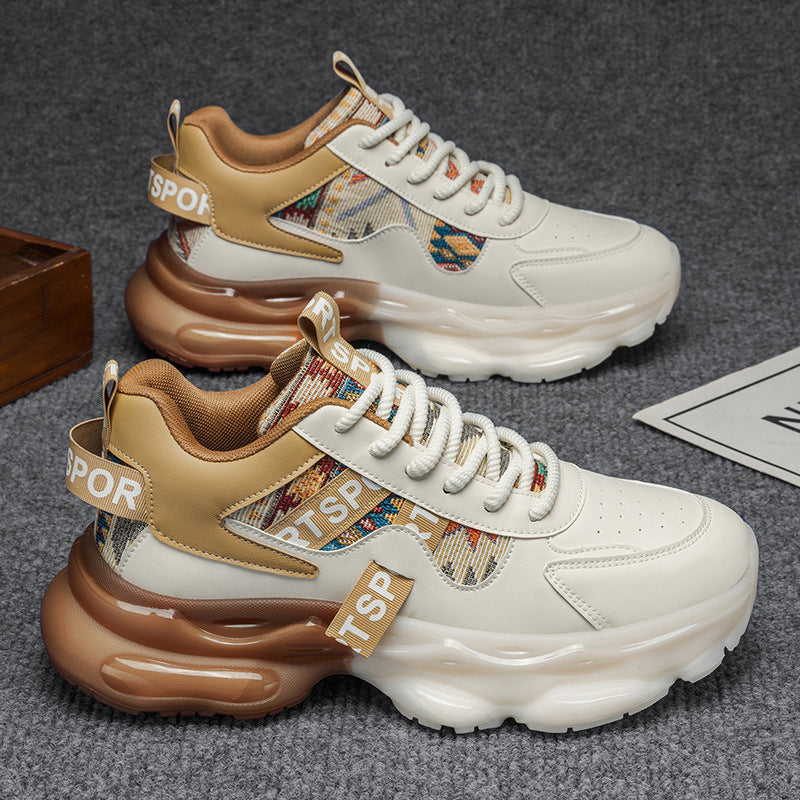 Women's Platform Sneakers with voluminous sole and woven ethnic details Mune Fashion