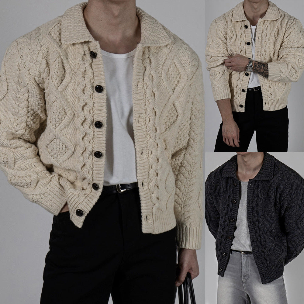 Men's chunky knit jacket with stand-up collar Mune Fashion