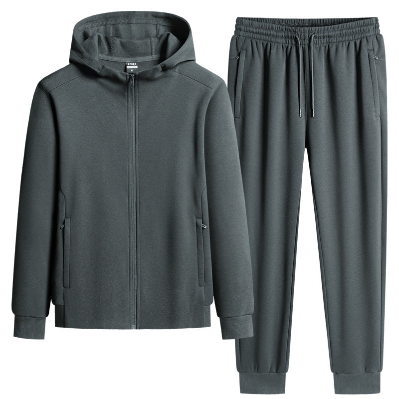 Men's two-piece hooded training set made of French terry with zip-up jacket & tapered joggers Mune Fashion