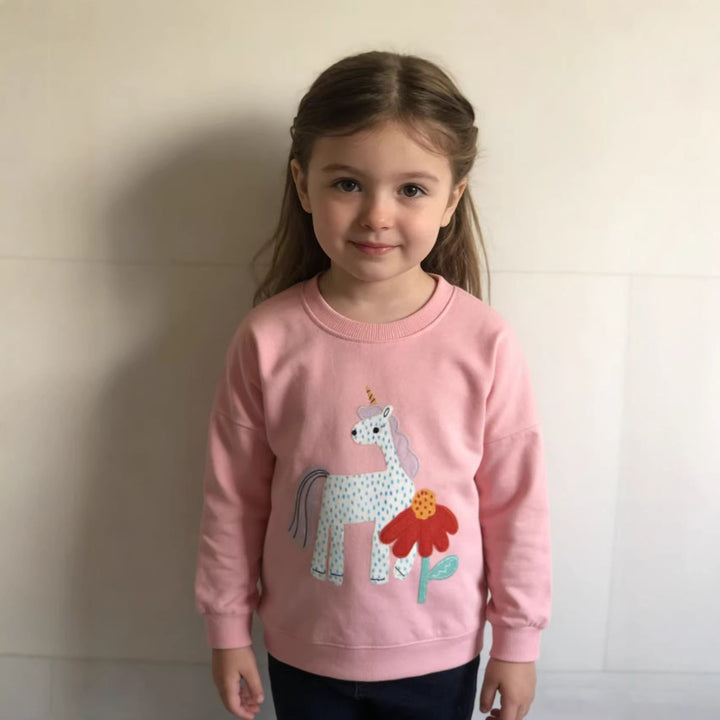 Girls sweatshirt with cute unicorn and flower design Mune Fashion