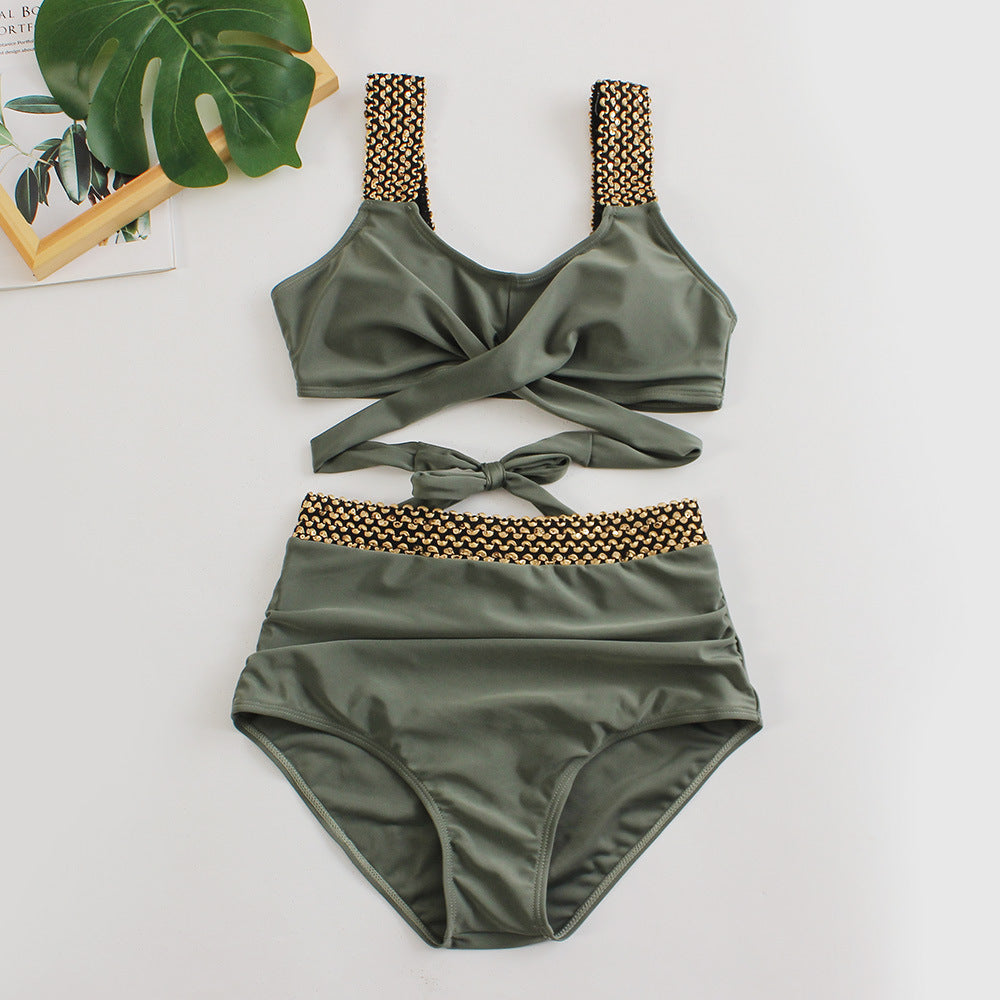 Women's High-Waisted Bikini Set with Stylish Wrap Top Mune Fashion