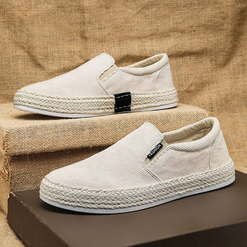 Men's canvas espadrille slippers with woven jute trim Mune Fashion