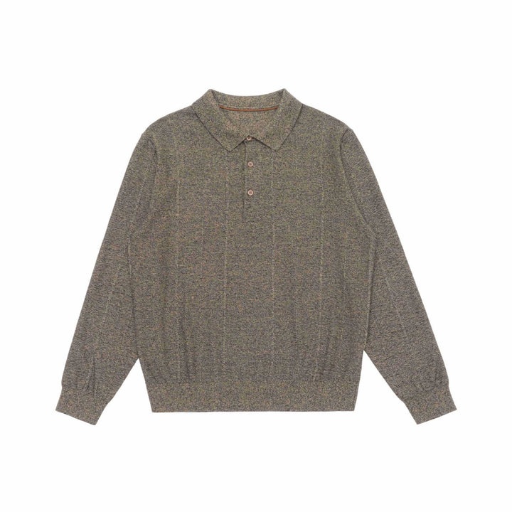 Unisex fine structure polo knitted sweater with shirt collar and ribbed hem Mune Fashion