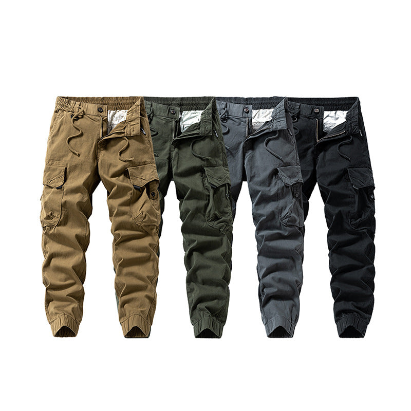 Men's Durable Twill Cargo Pants in Jogger Cut with Drawstring Waist, Applied Flap Pockets and Ribbed Cuffs Mune Fashion