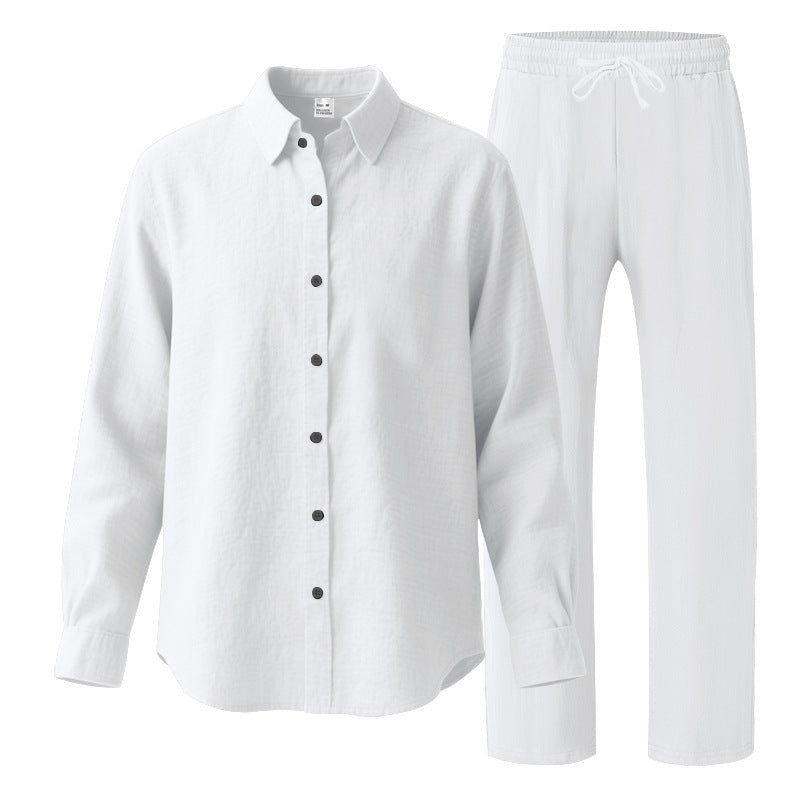 Women's comfortable lounge set with oversized shirt blouse and elastic drawstring pants Mune Fashion
