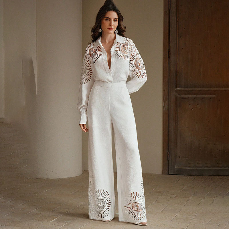 Women Elegant Blouses and Pants Combination Mune Fashion
