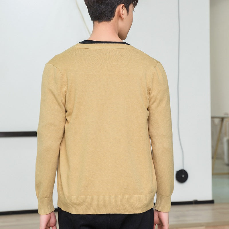 Men's fine V-neck cardigan made of lightweight fine knit with ribbed hem Mune Fashion