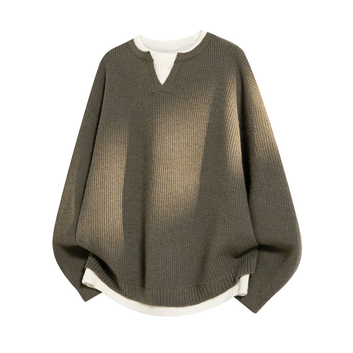 Women Elegant Casual Sweater with V-Neck and Loose Fit Mune Fashion