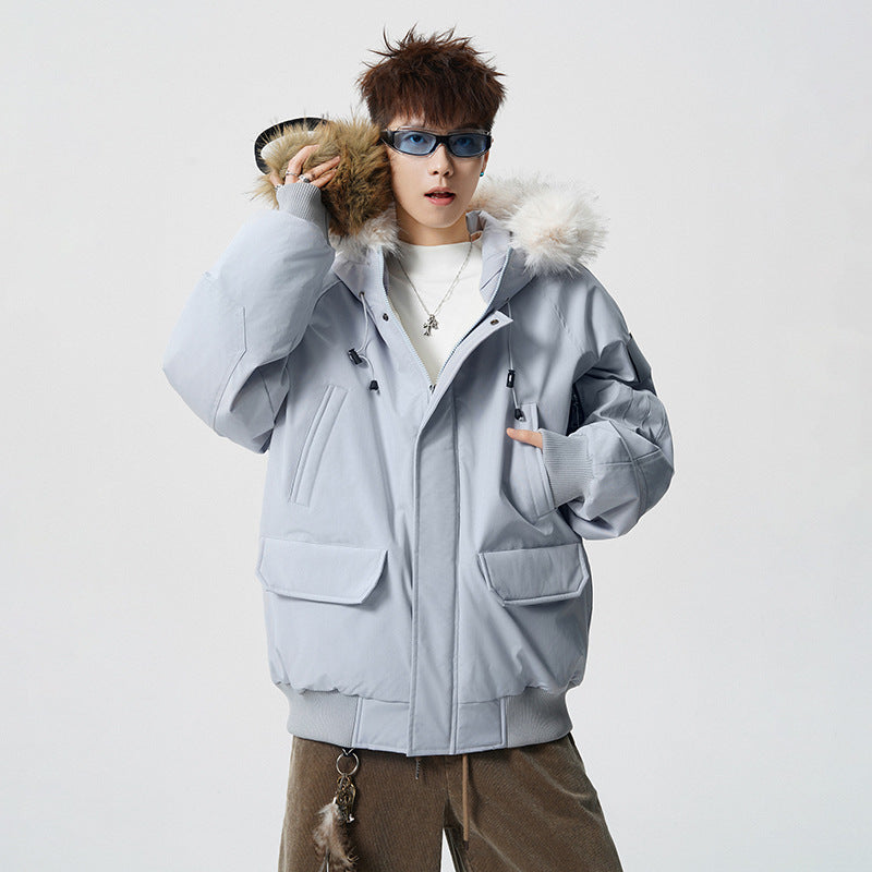 Men's Padded Oversized Parka with Faux Fur Hood and Utility Pockets Mune Fashion