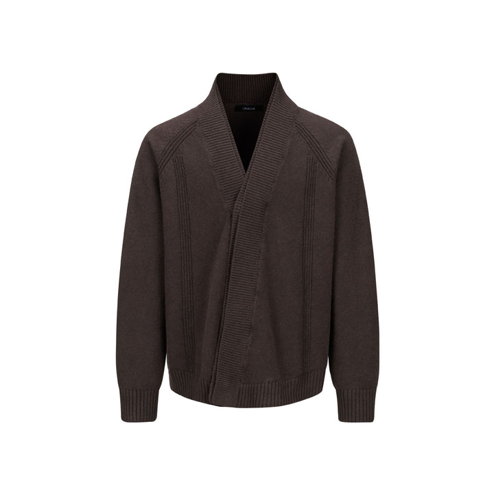 Men's chunky knit cardigan with shawl collar and ribbed cuffs Mune Fashion
