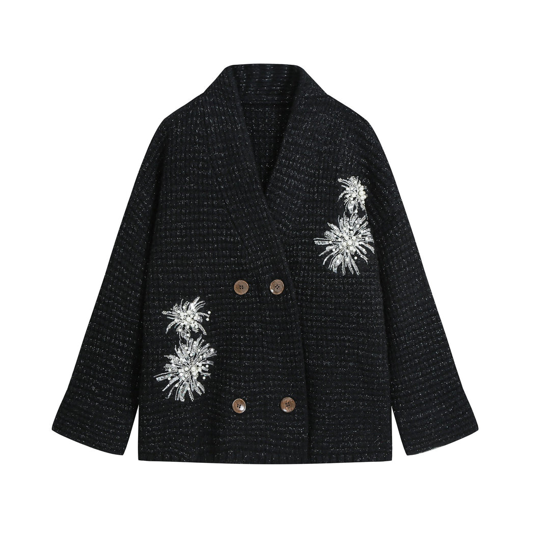 Women Lightweight Knit Bomber with Zipper, Balloon Sleeves and Gathered Hem Mune Fashion