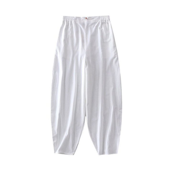 Women Casual Wide Harem Pants with Elastic Waistband and Tapered Ankles Mune Fashion