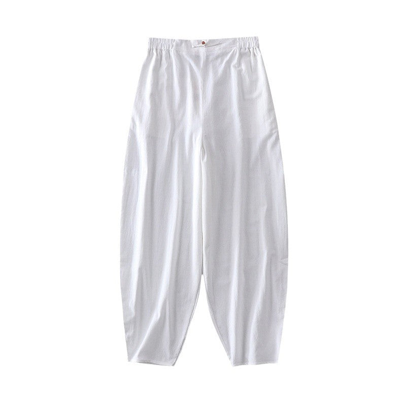 Women Casual Wide Harem Pants with Elastic Waistband and Tapered Ankles Mune Fashion