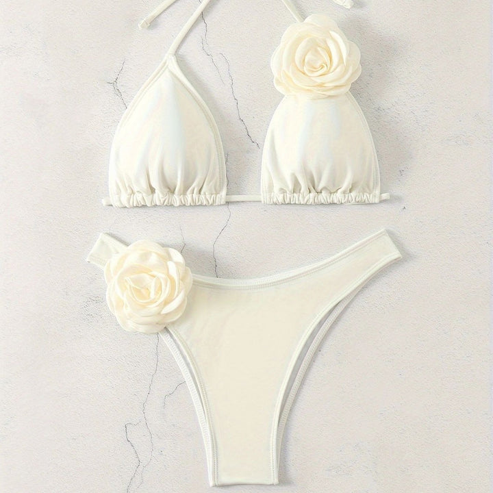 Women Sexy Triangle Bikini with Flower Details Mune Fashion