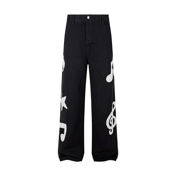 Women's jeans with high waistband, wide leg cut, stitch and destroy details Mune Fashion