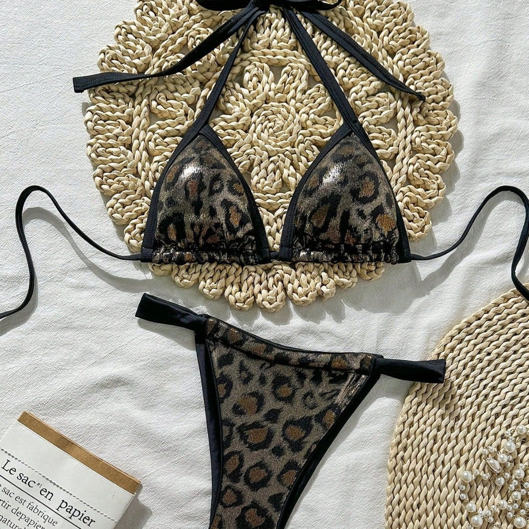 Women's Triangle Bikini with trendy Leo design and adjustable straps Mune Fashion