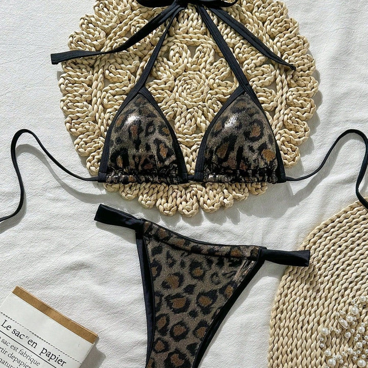 Women's Triangle Bikini with trendy Leo design and adjustable straps Mune Fashion