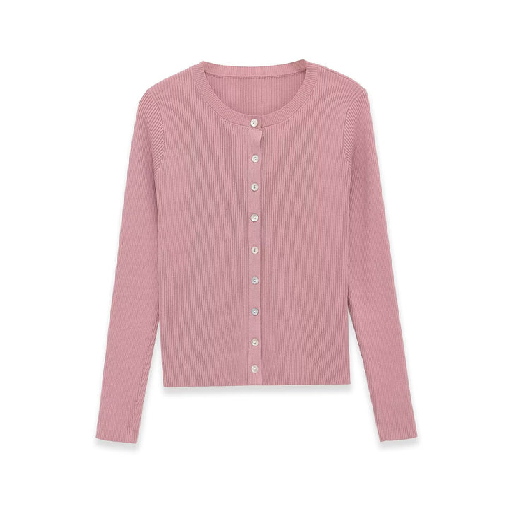Women’s fine-knit cardigan with ribbed structure and continuous button placket Mune Fashion