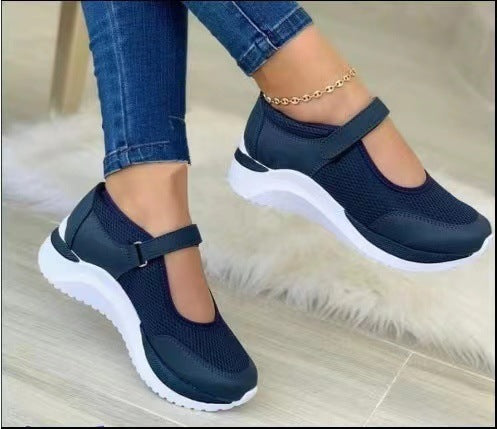 Women's Breathable Mary-Jane Sneakers with Velcro and Wedge Sole Mune Fashion