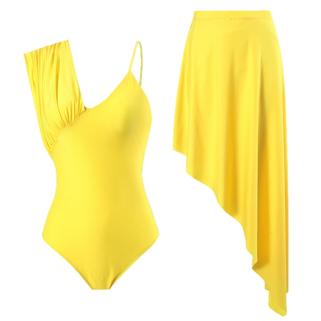 Women's one-piece swimsuit with asymmetrical design and elegant ruffles Mune Fashion