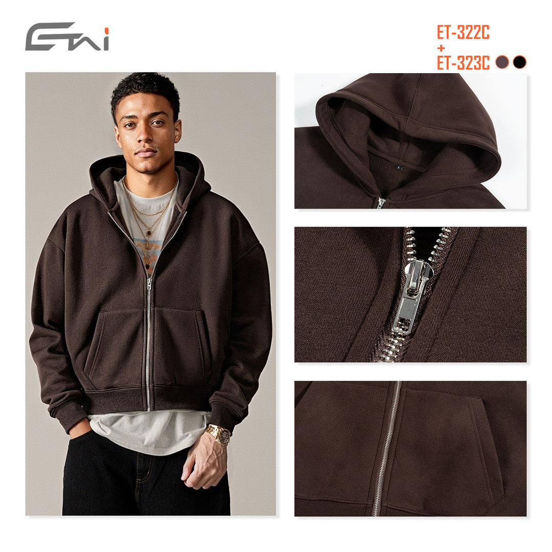 Unisex hooded sweatshirt jacket with full zipper and kangaroo pocket Mune Fashion
