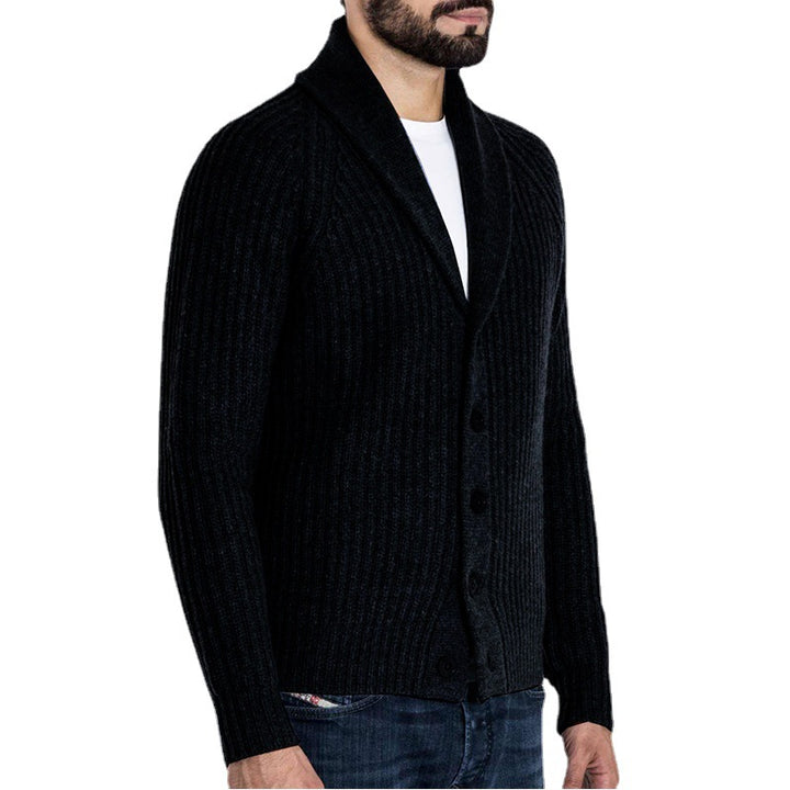 Men's ribbed cardigan with shawl collar and continuous button placket Mune Fashion