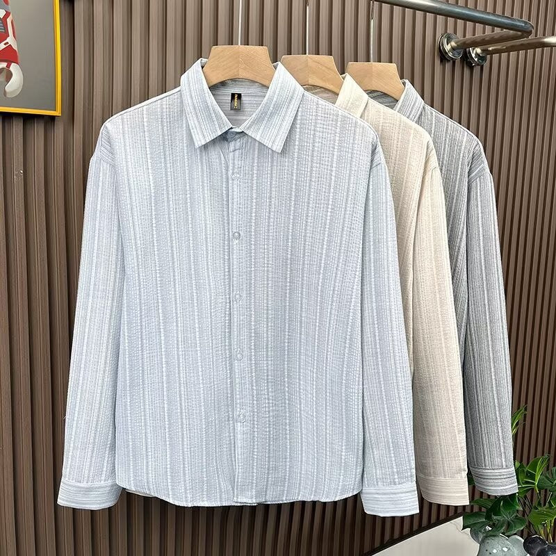 Men's Elegant Striped Long Sleeve Shirt Mune Fashion