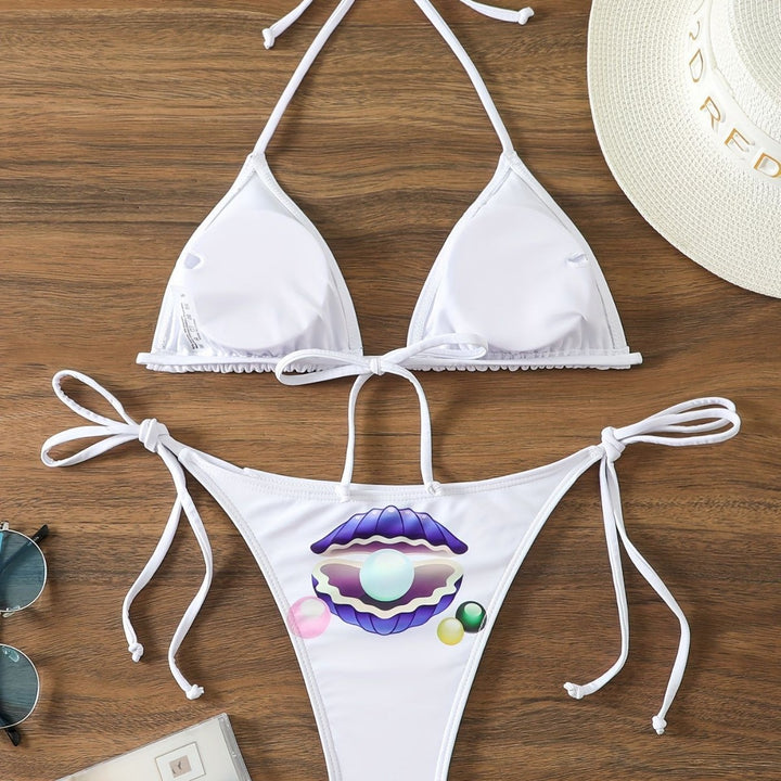 Ladies triangle bikini with playful shell design Mune Fashion