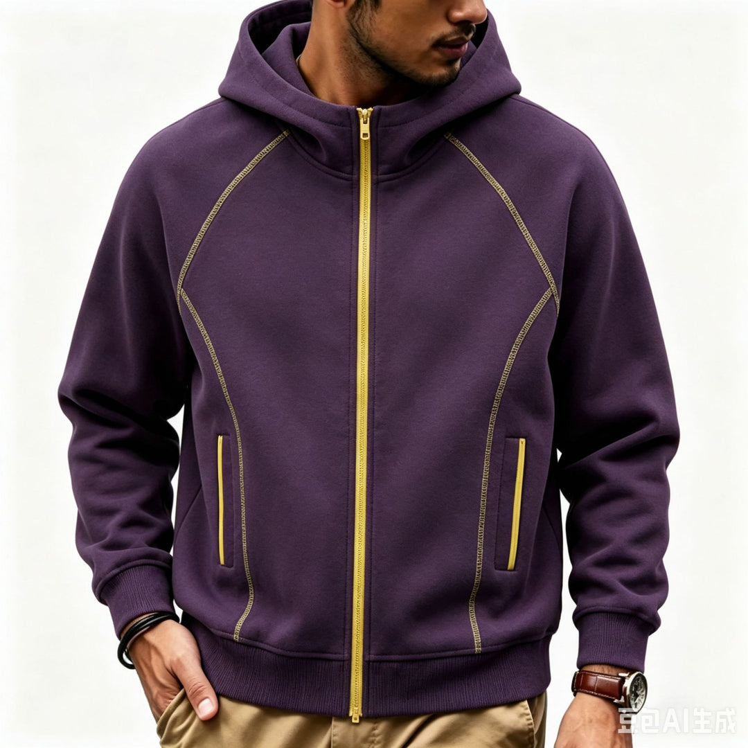 Men's sporty hooded sweatshirt jacket with contrast zipper and ergonomic seams Mune Fashion