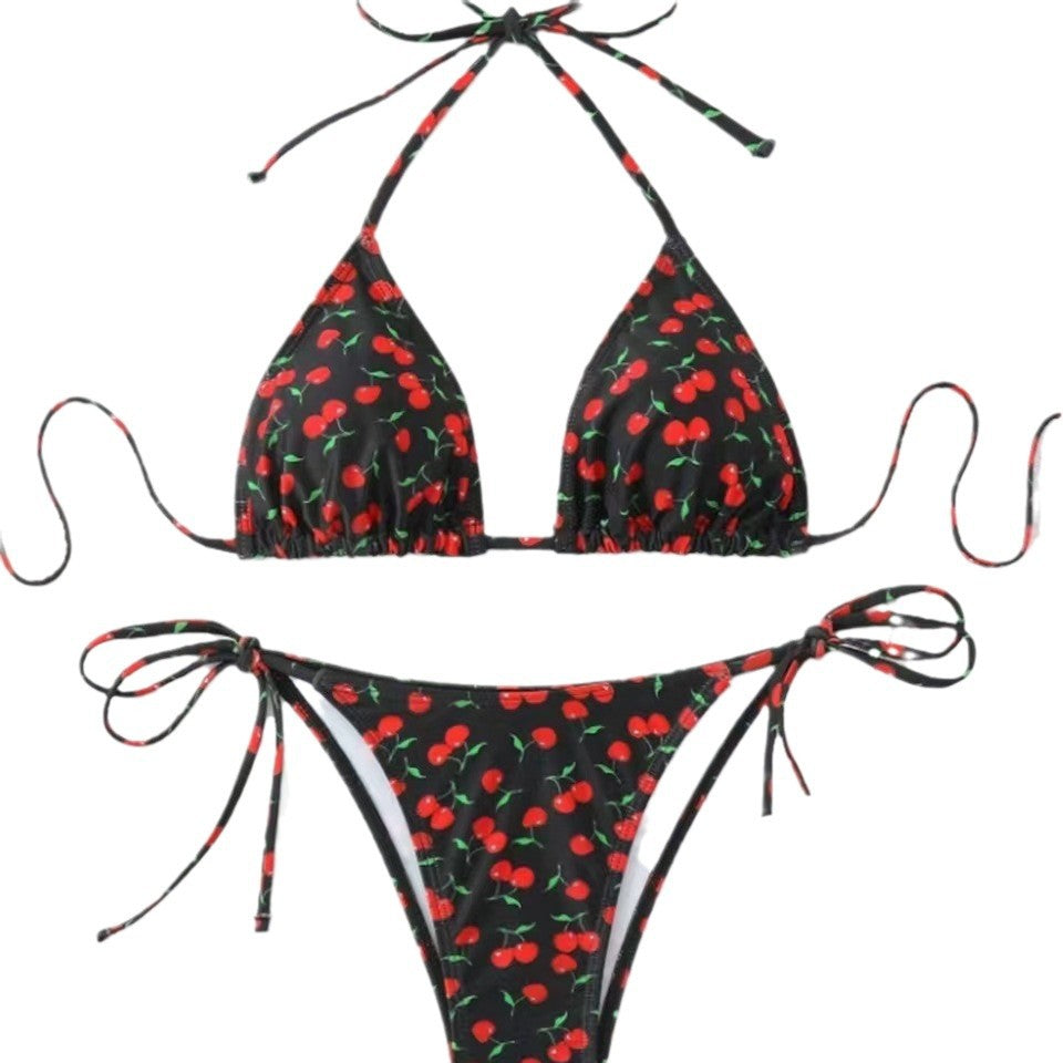 Women Triangle Bikini with playful cherry pattern Mune Fashion