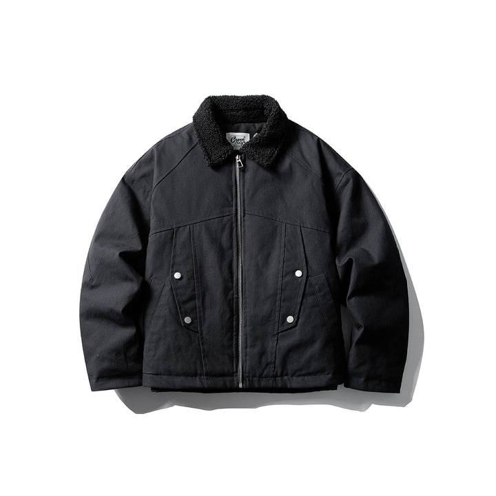 Unisex Short Canvas Field Blouson with Teddy Collar and Two-Way Zipper Mune Fashion