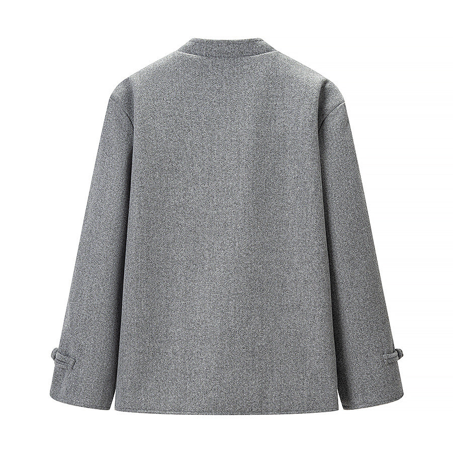 Ladies traditional short jacket with mandarin collar and knot closures Mune Fashion