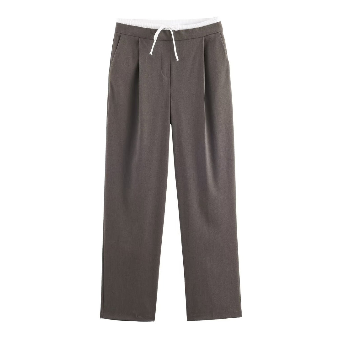 Women 60+ wide Highwaist Palazzo pants with drawstring waistband and crease Mune Fashion