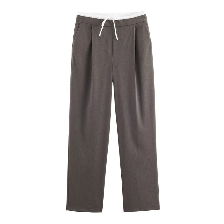 Women 60+ wide Highwaist Palazzo pants with drawstring waistband and crease Mune Fashion