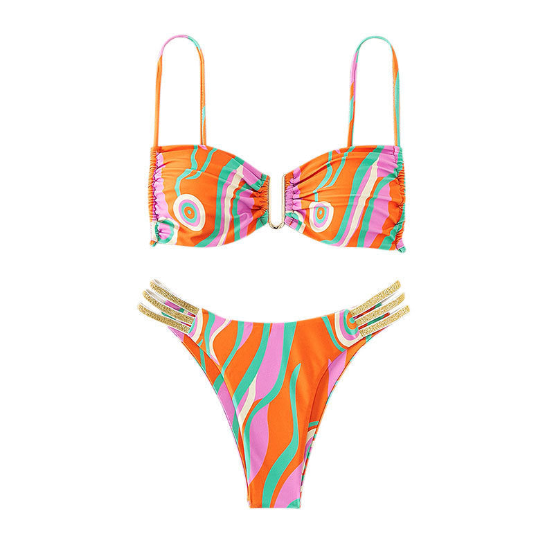 Ladies Colorful Mix-Media Bikini Top with Adjustable Straps by Mune Fashion