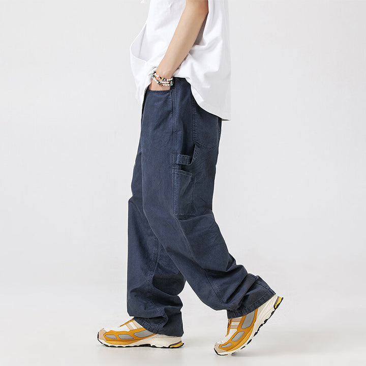 Men's Wide Utility Cargo Pants in Baggy Fit with Large Patch Pockets and Reinforced Knee Areas Mune Fashion