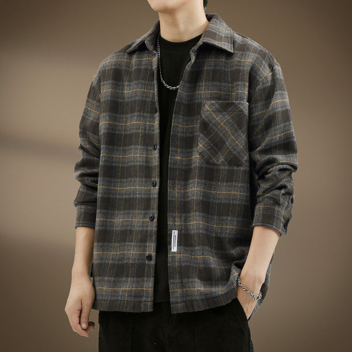 Men's Casual Checkered Pattern Shirt Jacket Mune Fashion