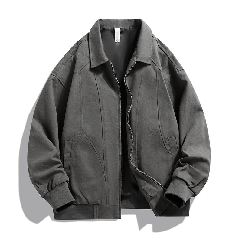 Men's  oversized collared zip-up lined utility bomber jacket with angled welt pockets Mune Fashion