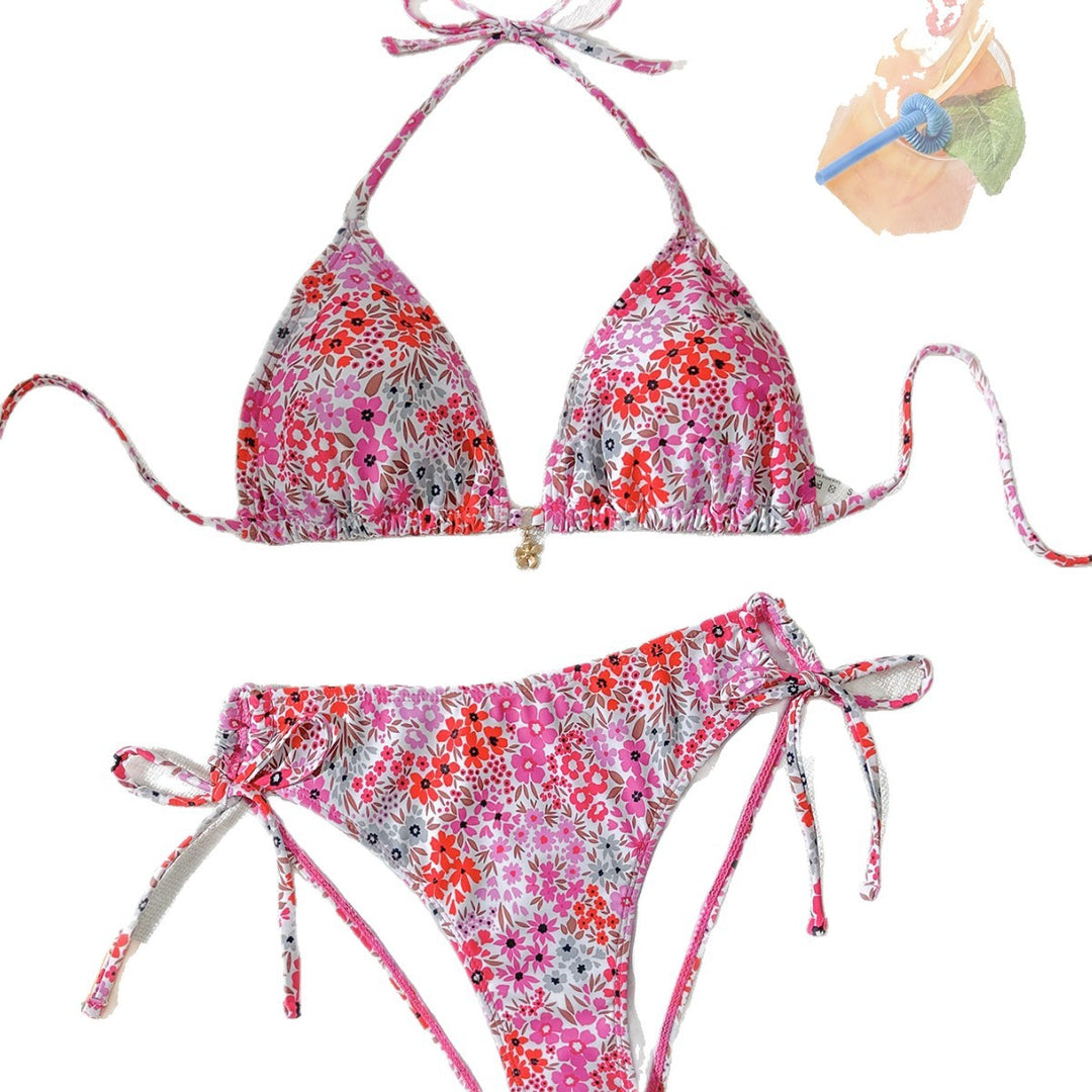 Women's Triangle Bikini Set with Floral Design Mune Fashion