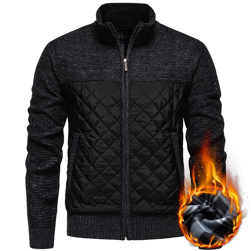 Men Quilted Hybrid Cardigan with Stand-Up Collar and Full Zip Mune Fashion