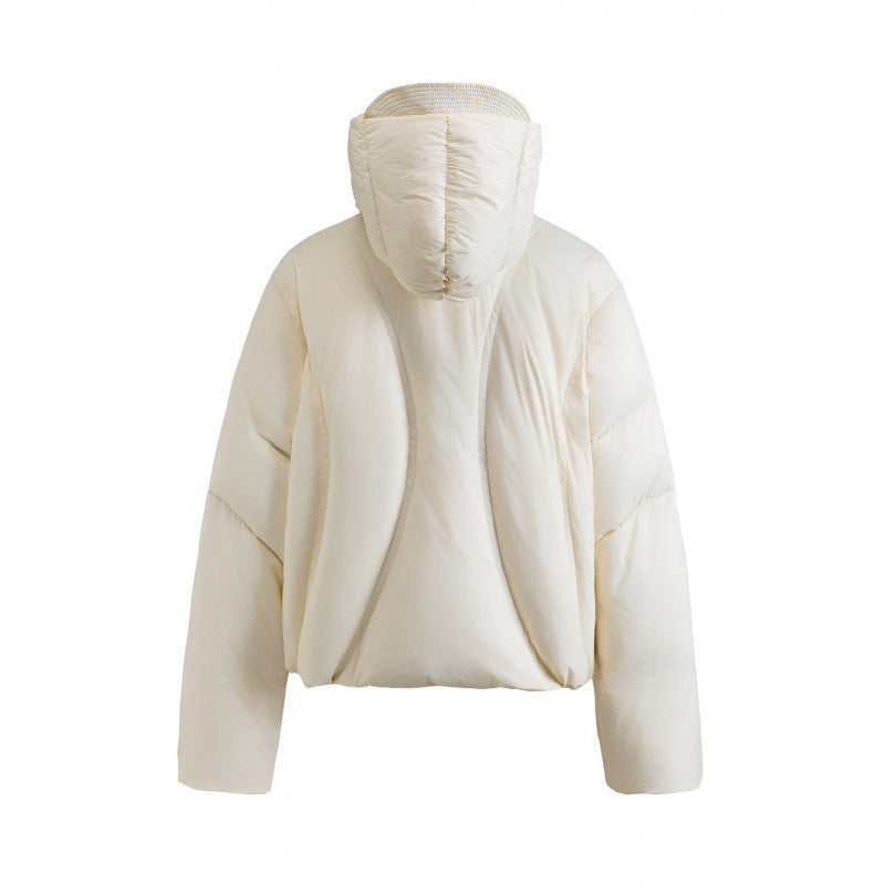 Unisex Short-cut quilted jacket with high collar, hood and zippers Mune Fashion