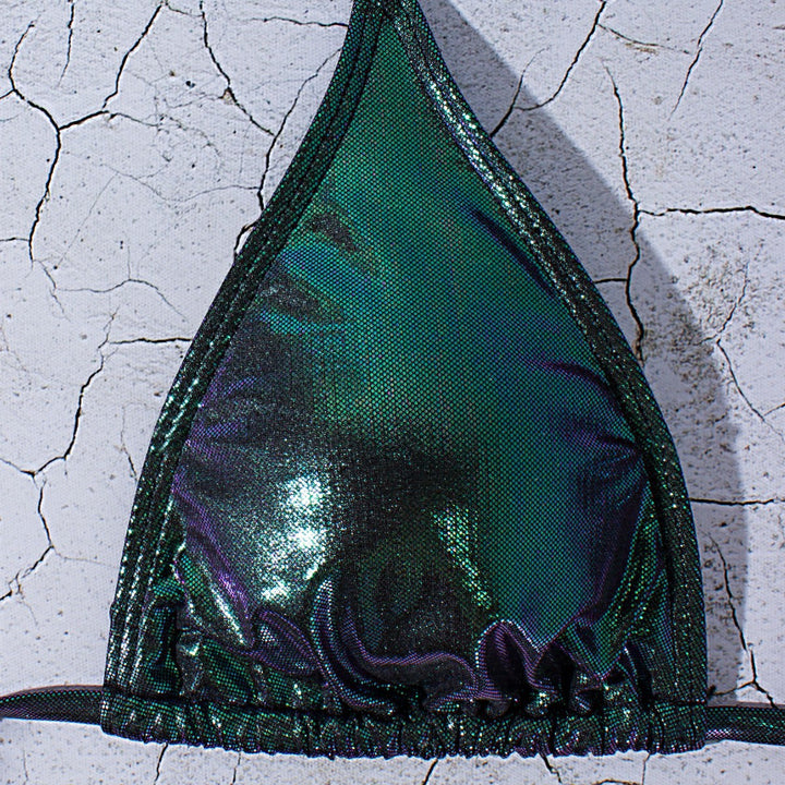 Women's Shiny Triangle Bikini with Wrap Skirt Mune Fashion
