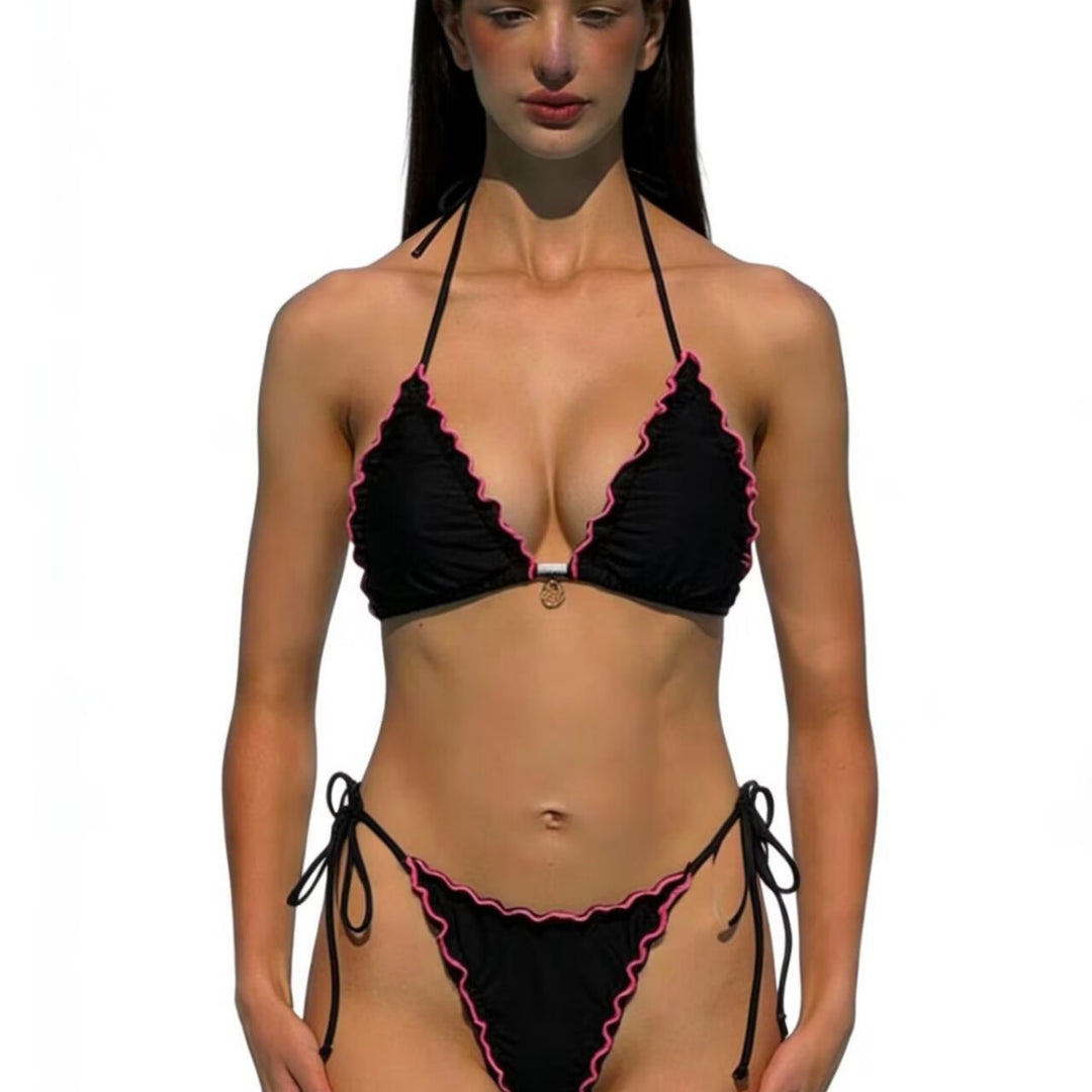 Women Triangle Bikini with Playful Ruffles Mune Fashion