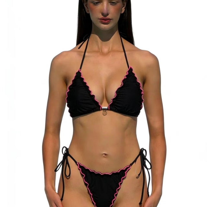 Women Triangle Bikini with Playful Ruffles Mune Fashion