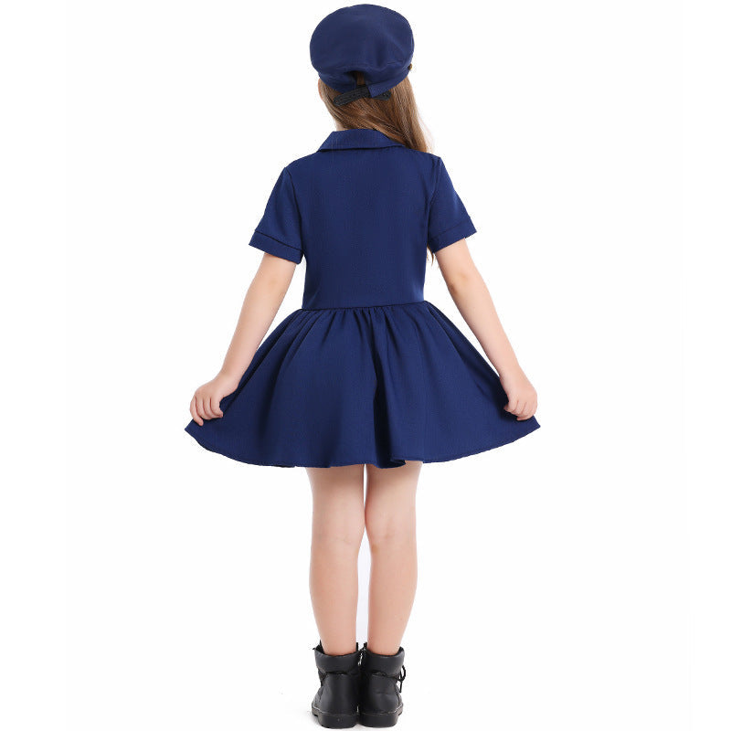 Girl Police Costume with Dress and Cap Mune Fashion