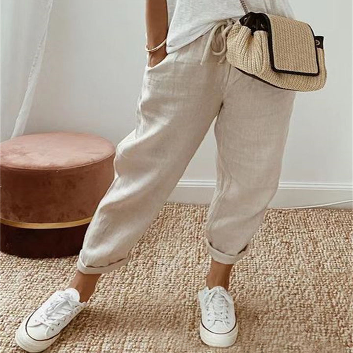 Women's Loose Printed Jogger with Drawstring and Cuffed Hem Mune Fashion