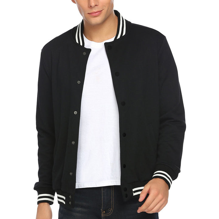 Men's College Bomber Jacket in Varsity Style with Snap Button Placket and Ribbed Cuffs Mune Fashion
