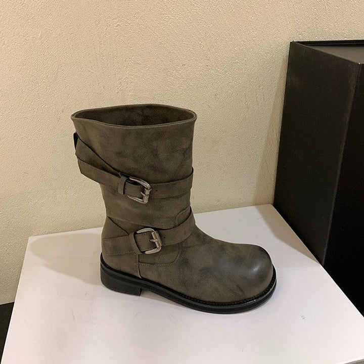 Women Stylish Ankle Boots with Buckle Details Mune Fashion